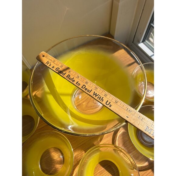 Blendo yellow gold rimmed large salad bowl set MCM - Picture 5 of 10